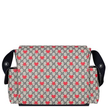 Beige & Red GG Supreme Changing Bag
