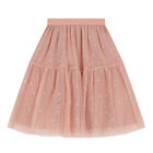 Girls Pink Flower Tulle Skirt, 2, hi-res