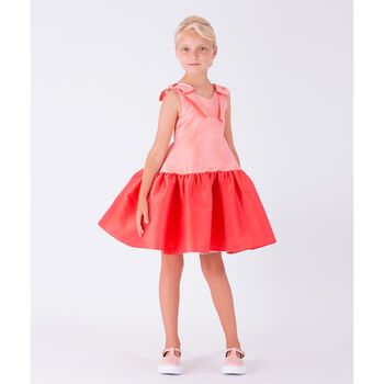 Girls Coral Satin Dress