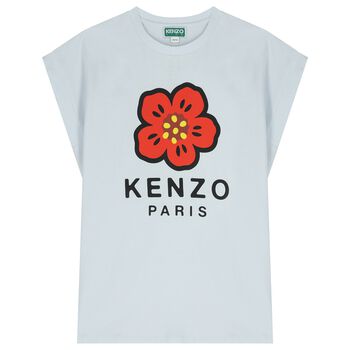 Girls Blue Boke Flower Dress