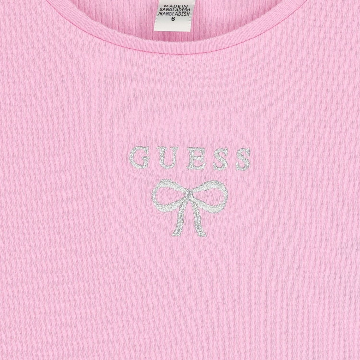 Girls Pink Logo Ribbed Top, 2, hi-res