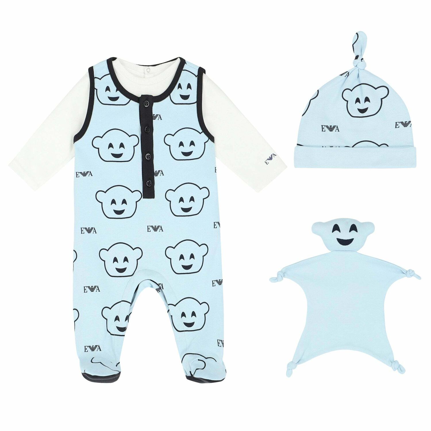 Baby Boys Blue & White Four Piece Gift Set, 1, hi-res