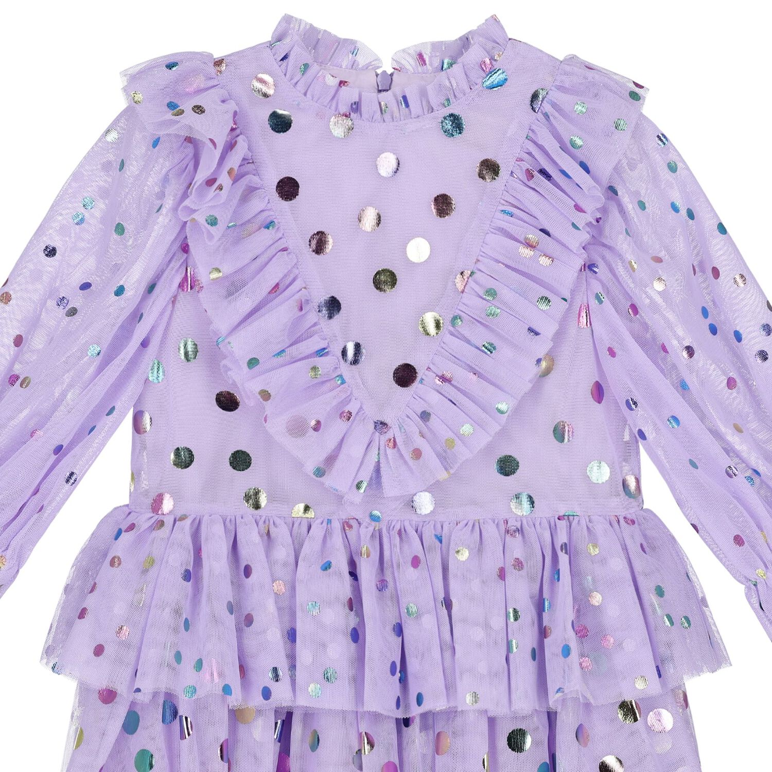 Girls Purple Polka Dot Tulle Dress, 1, hi-res image number null