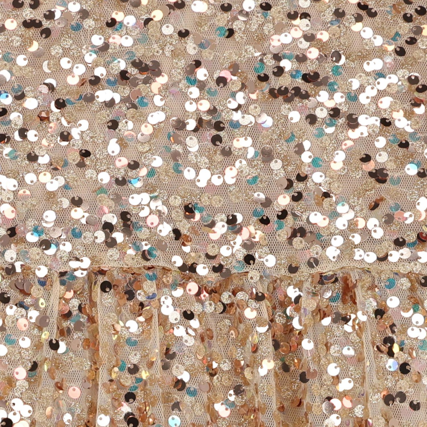 فستان بنات من التول مزين بالترتر  باللون الذهبي , 2, hi-res