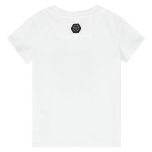 Girls White & Black Logo T-shirt
