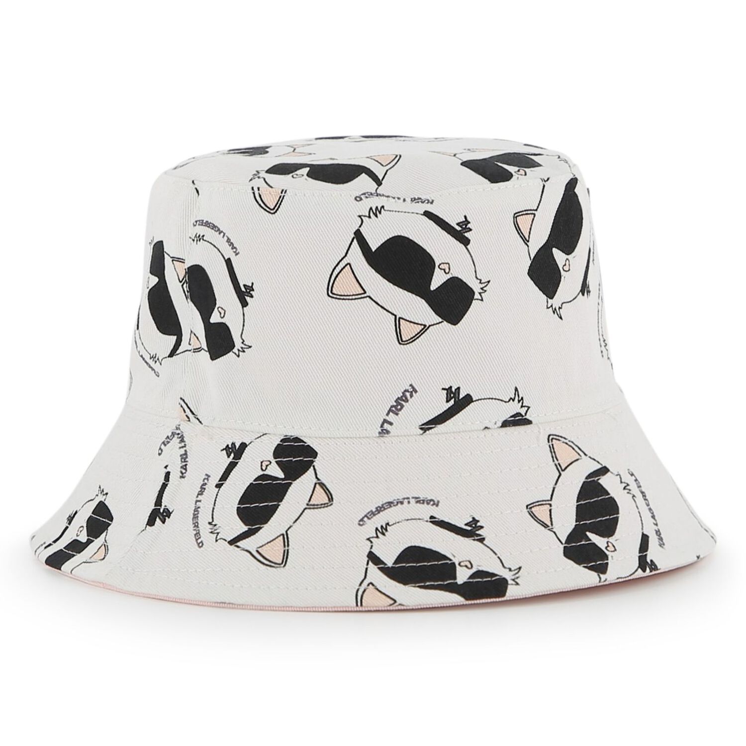Baby Girls Pink & White Choupette Reversible Bucket Hat, 1, hi-res