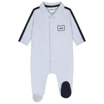 Baby Boys Blue Logo Babygrow