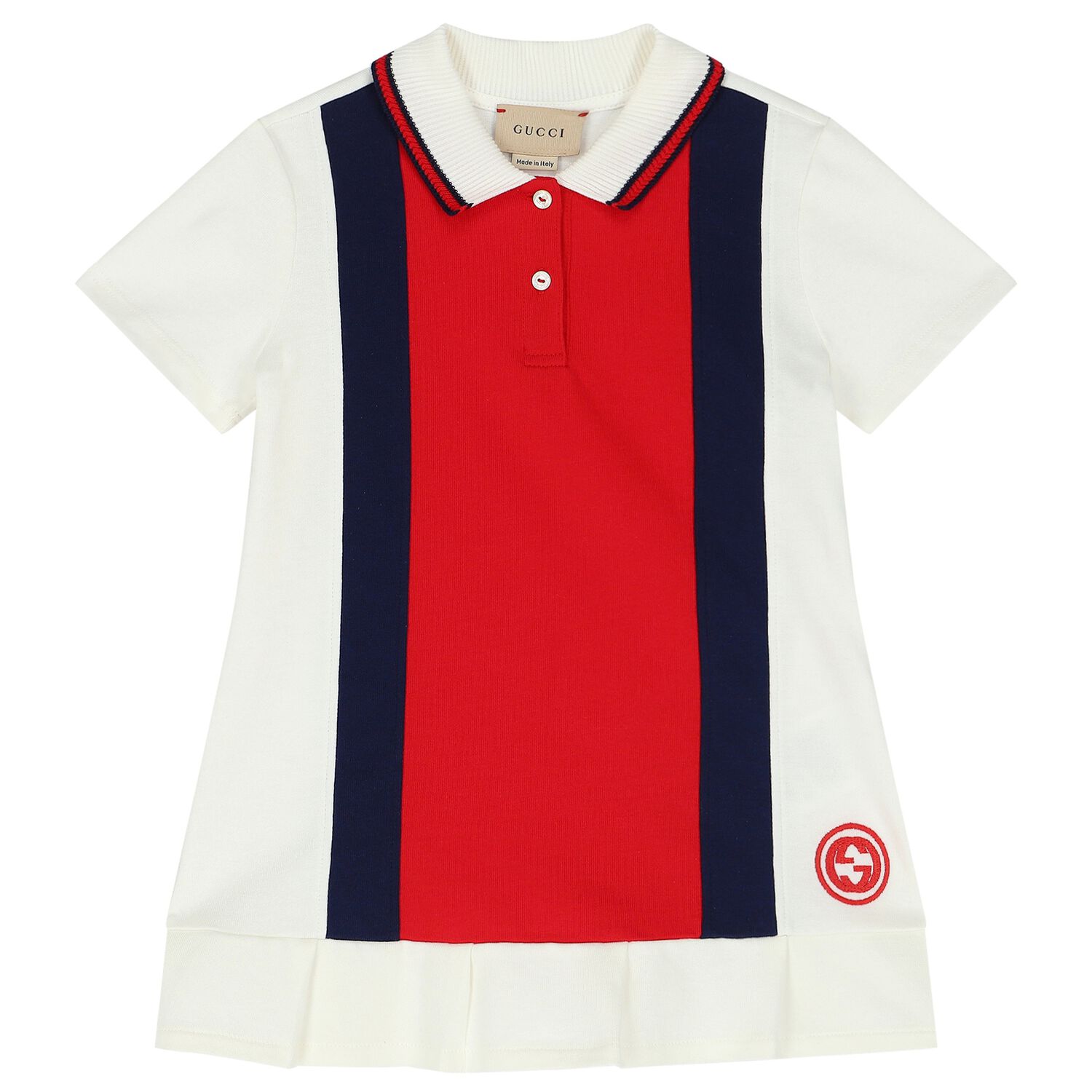 Baby Girls White and Red Polo Dress, 1, hi-res