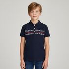 Boys Navy Blue Logo Polo Shirt, 3, hi-res