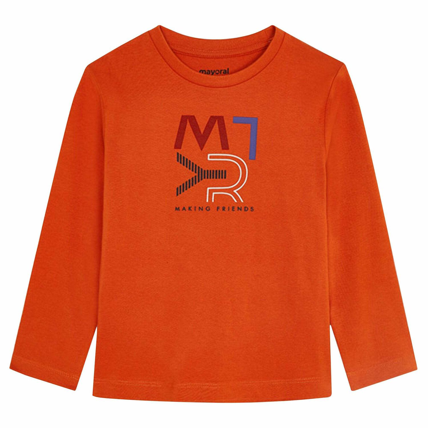 Boys Orange Logo Long Sleeve Top, 2, hi-res image number null