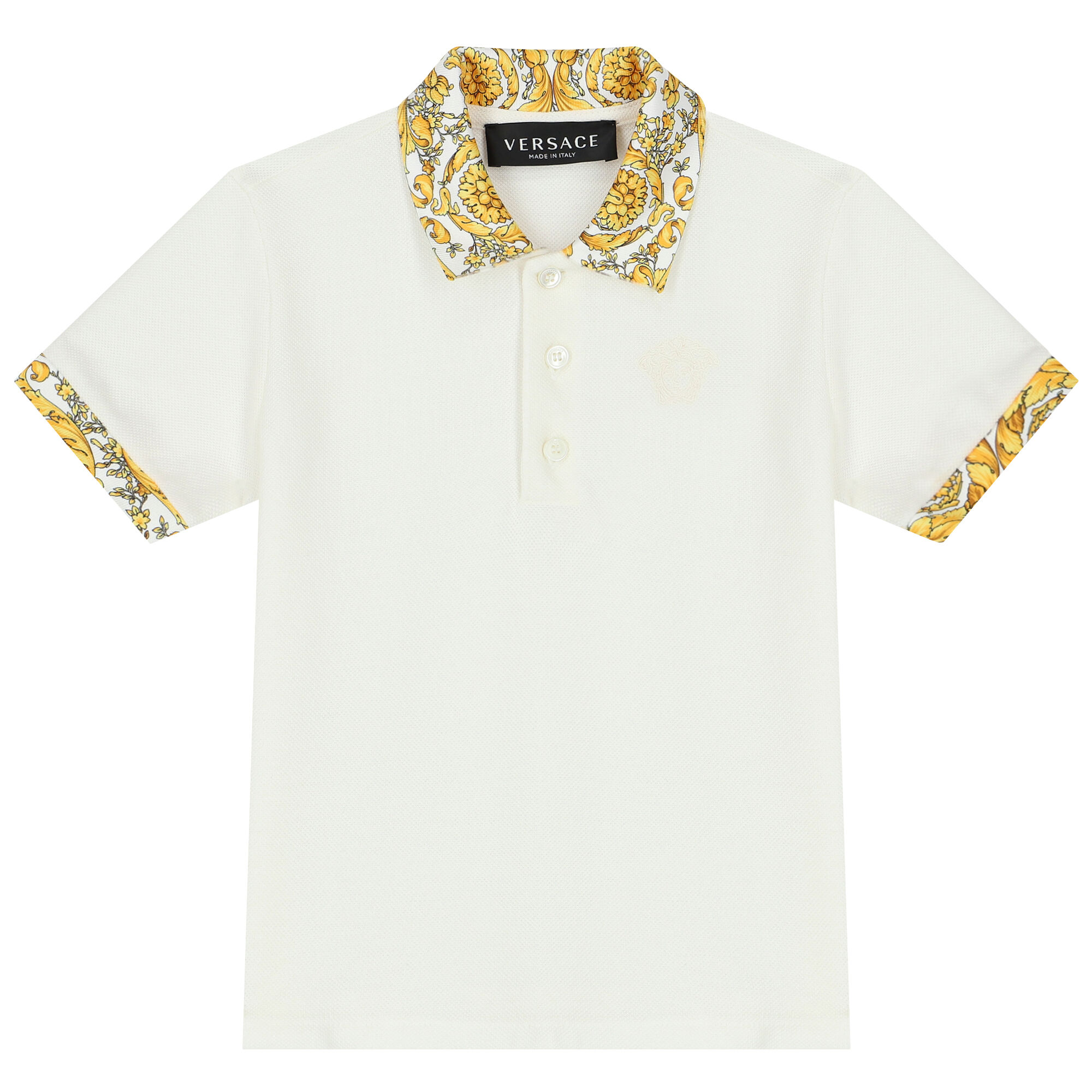 Versace Younger Boys Ivory Logo Medusa Polo Shirt Junior Couture Bahrain