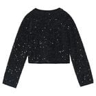 Girls Black Sequin & Velvet Bow Jacket, 1, hi-res