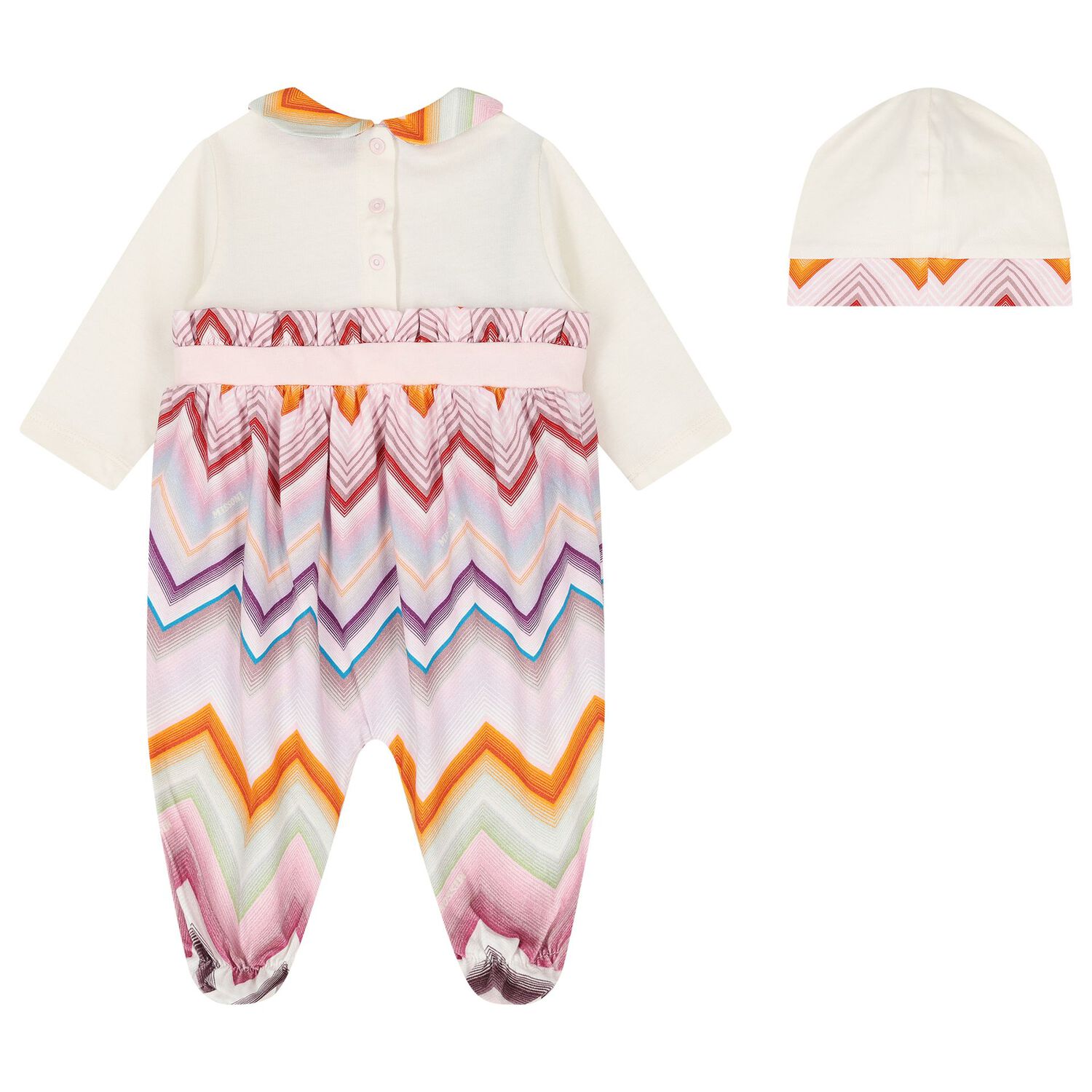 Baby Girls Ivory & Pink Zig Zag Babygrow Gift Set, 1, hi-res