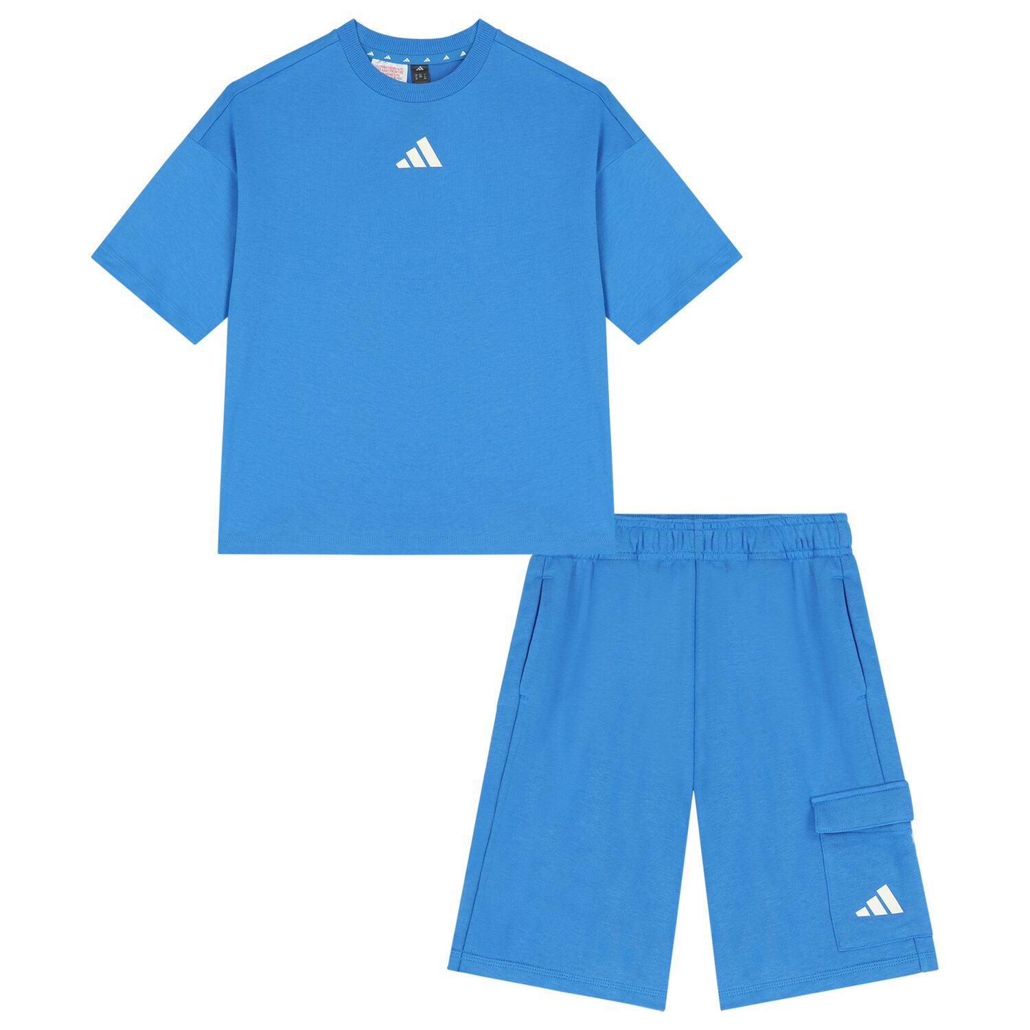Boys Blue Logo Shorts Set, 1, hi-res