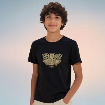 Boys Black Dragon Logo T-Shirt