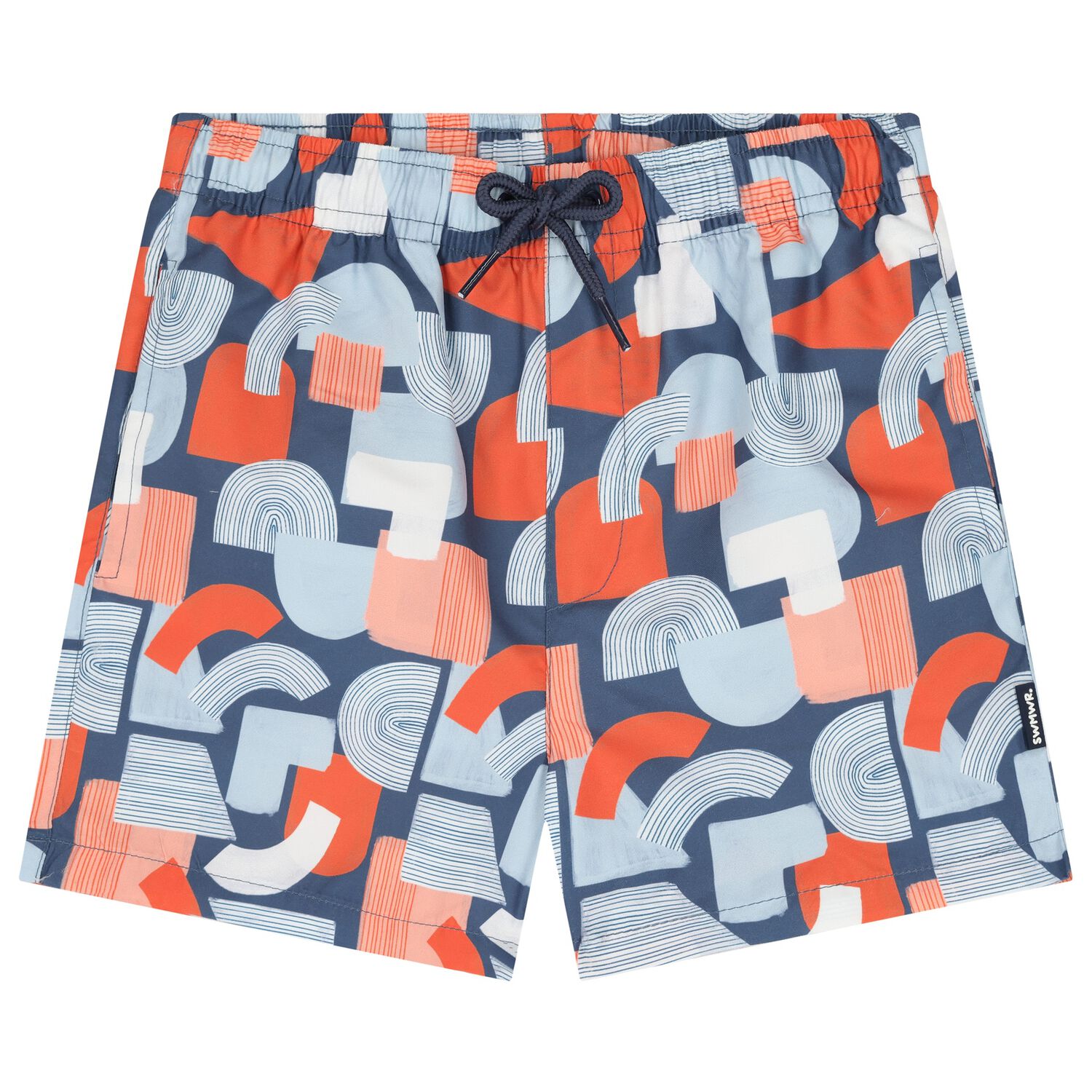 Boys Blue & Orange Abstract Swim Shorts, 2, hi-res image number null