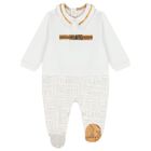 Baby Boys White Logo Babygrow, 1, hi-res