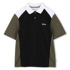 Boys Black, Green & White Logo Polo Shirt, 1, hi-res