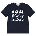 Boys Navy Blue Logo T-Shirt, 4, hi-res