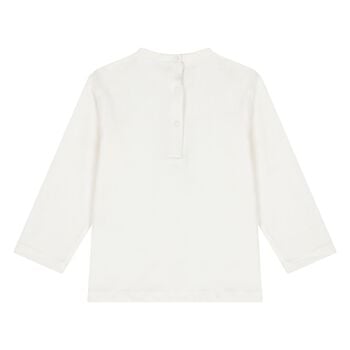 Younger Girls Ivory Teddy Bear Long Sleeve Top