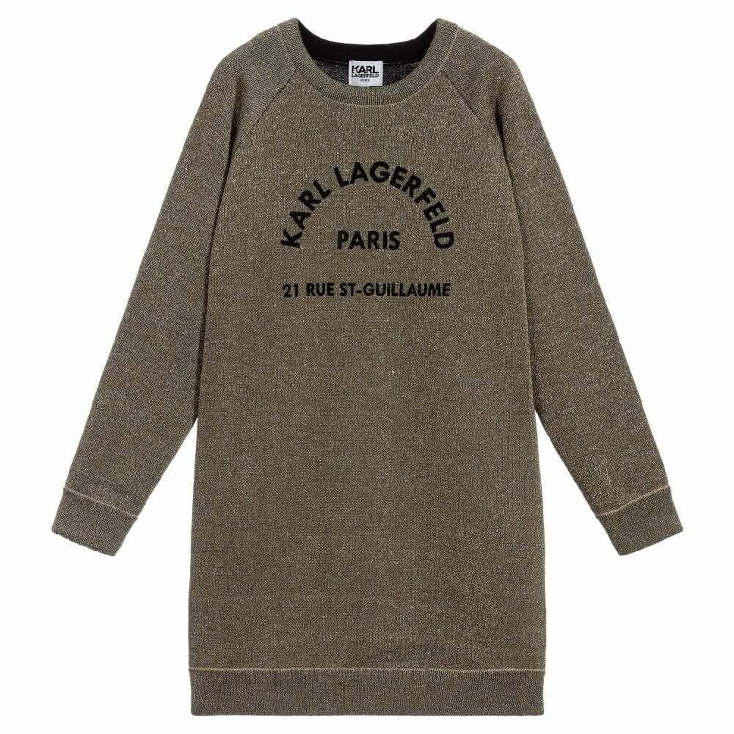KARL LAGERFELD Girls Gold Logo Sweatshirt Dress | Junior Couture Oman