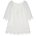 Girls White Scallop Lace Dress, 1, hi-res
