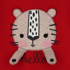 Younger Girls Red Cat Long Sleeve Dress, 2, hi-res