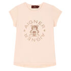 Girls Pink Bear Logo T-Shirt, 3, hi-res