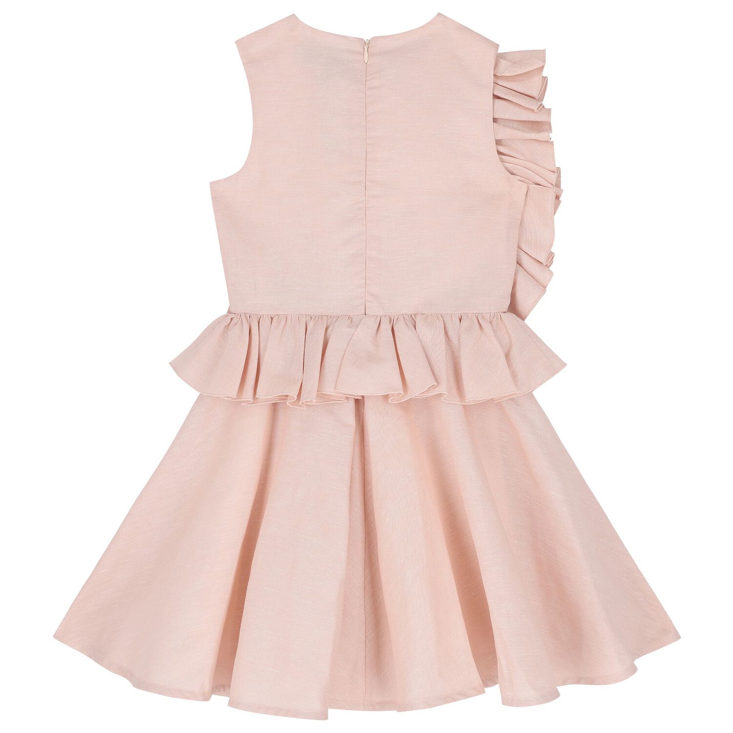 Girls Pink Flower Ruffle Dress, 1, hi-res image number null