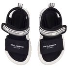 Black & White Younger Logo Velcro Sandals, 1, hi-res