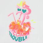 Girls White Flamingo T-Shirt, 1, hi-res