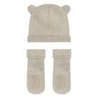 Beige Bear Hat & Socks Baby Set, 2, hi-res