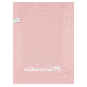 Baby Girls Pink Knitted Logo Blanket