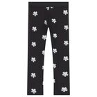 Girls Black Flower Leggings, 1, hi-res