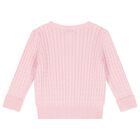 Baby Girls Pink Logo Cable Knit Cardigan, 1, hi-res