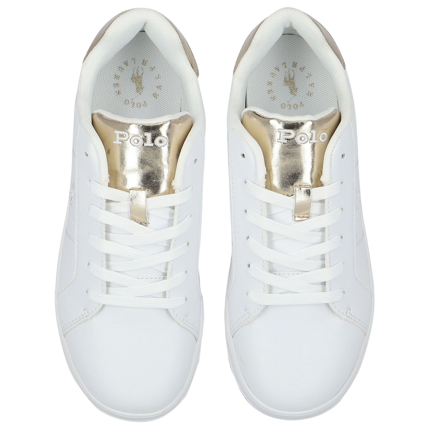 Girls White & Gold Logo Trainers, 1, hi-res image number null
