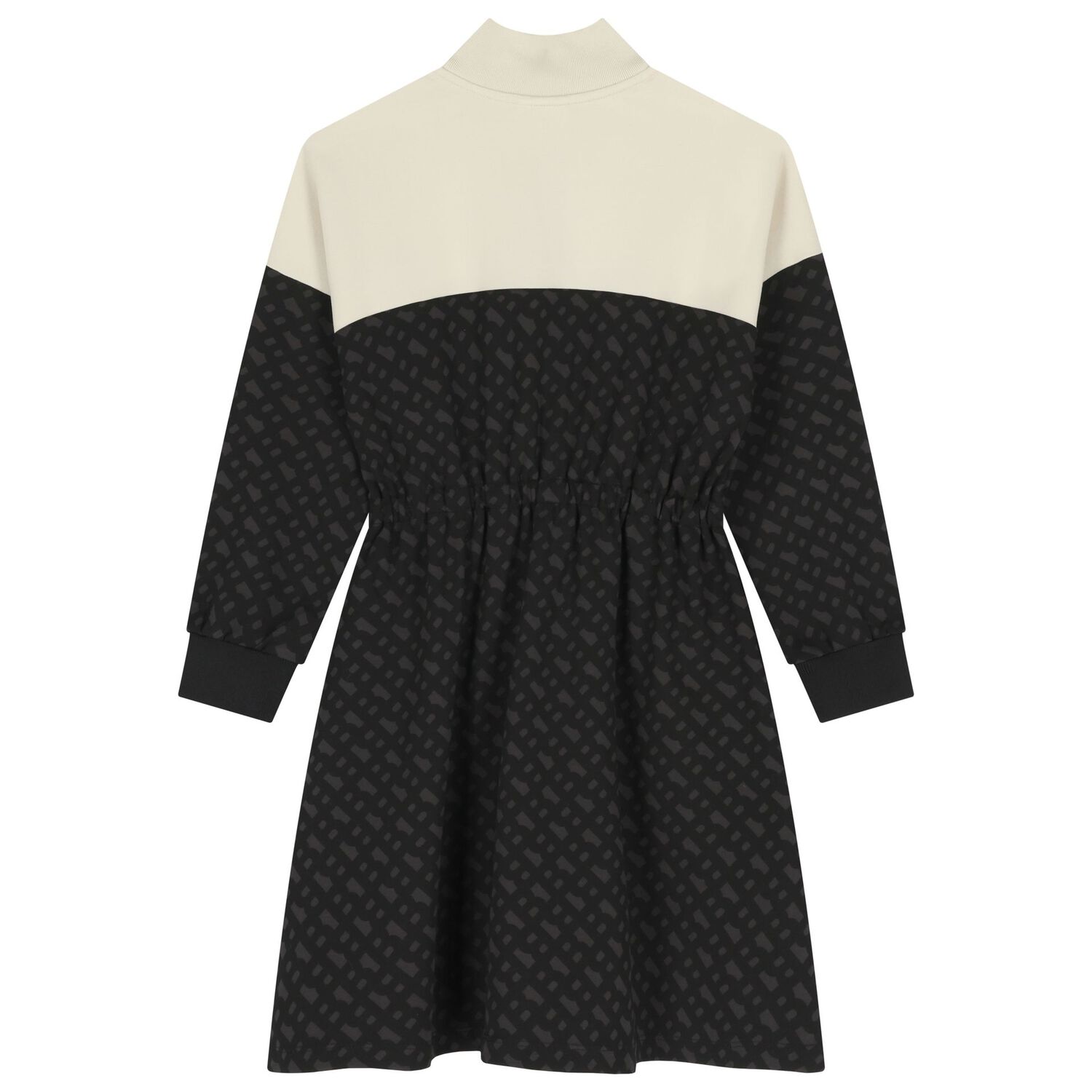 Girls Ivory & Black Logo Dress, 1, hi-res