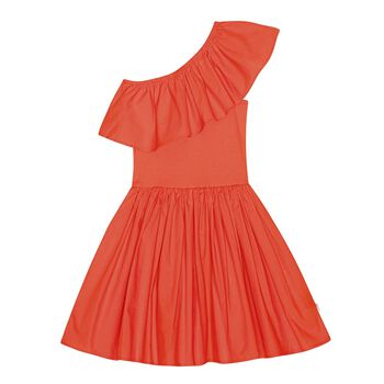 Girls Orange Ruffle Chloey Dress