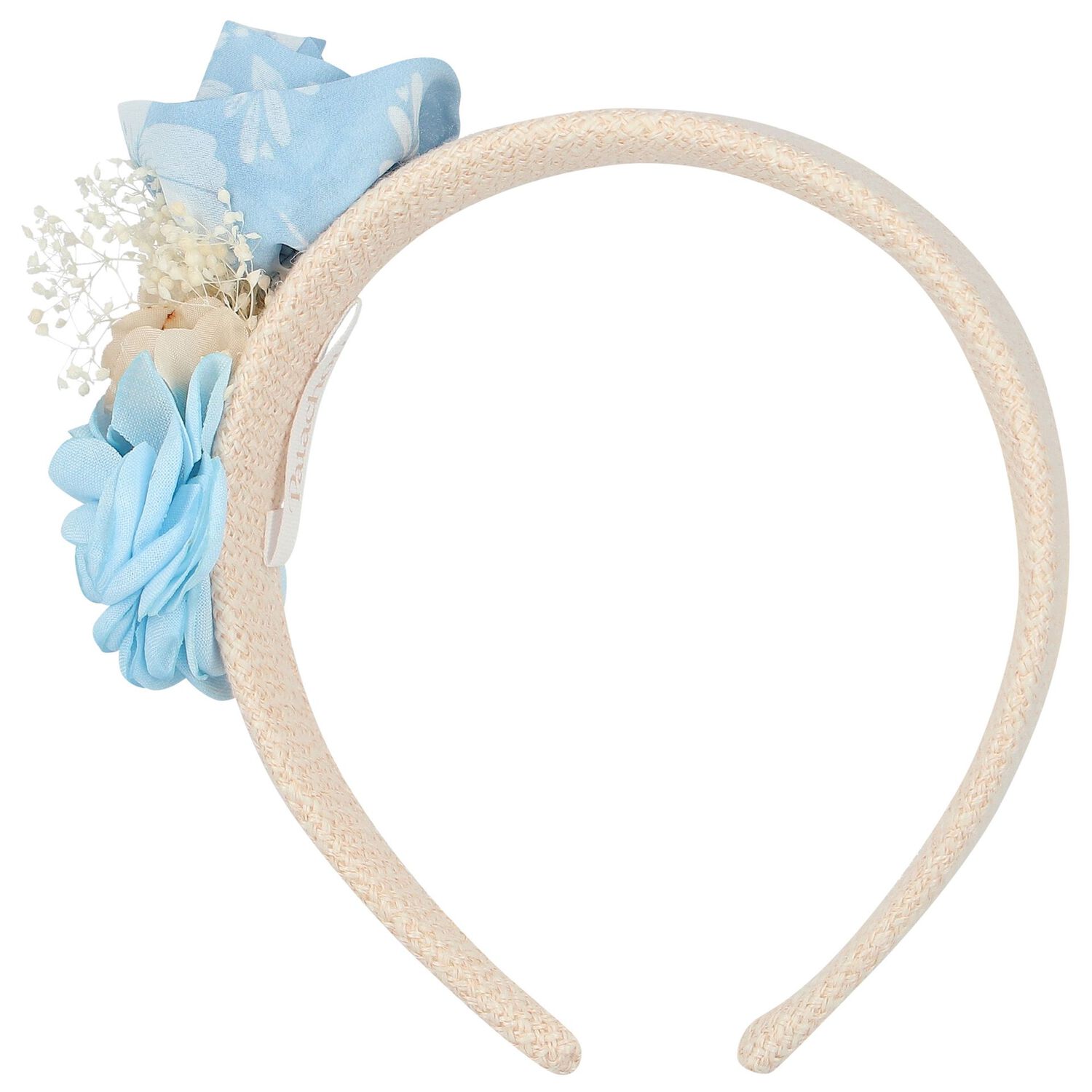 Girls Ivory & Blue Flower HeadBand, 1, hi-res image number null