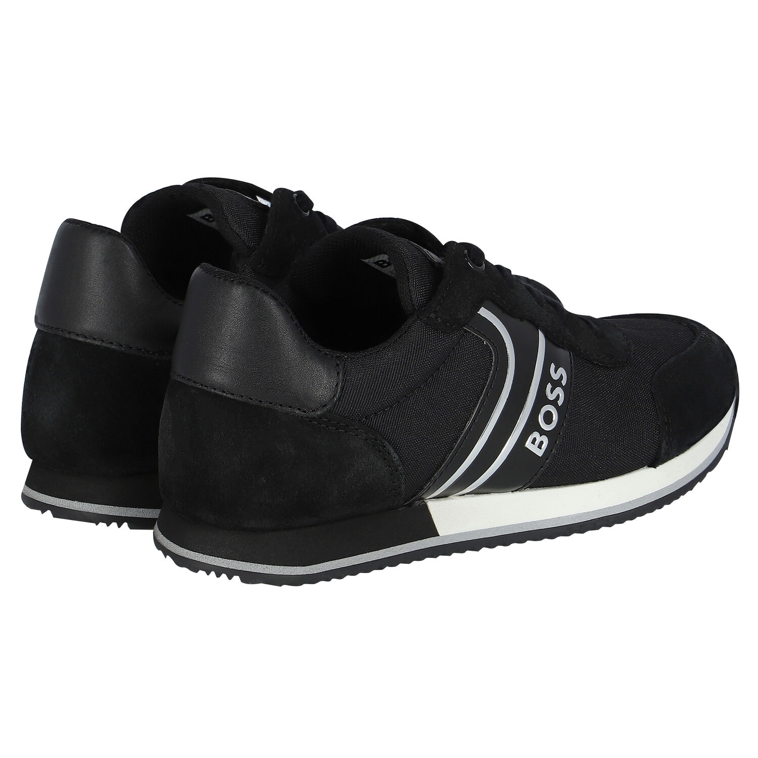 Boys Black & White Logo Trainers, 1, hi-res image number null
