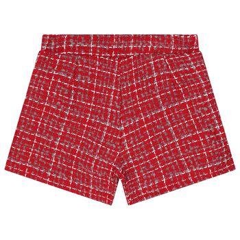 Girls Red Tweed Shorts