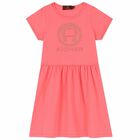 Girls Pink Logo Dress, 2, hi-res