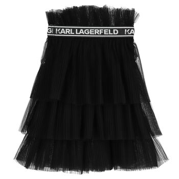 Girls Black Logo Pleated Tutu Skirt
