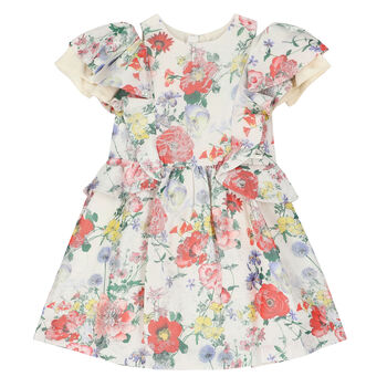 Girls Ivory Floral Dress