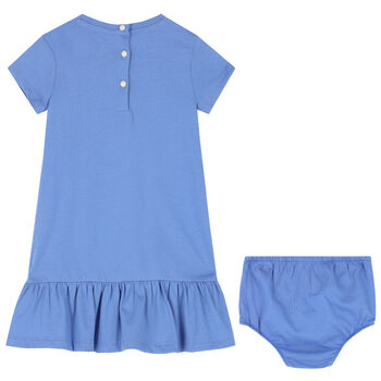 Baby Girls Blue POLO Logo Dress Set