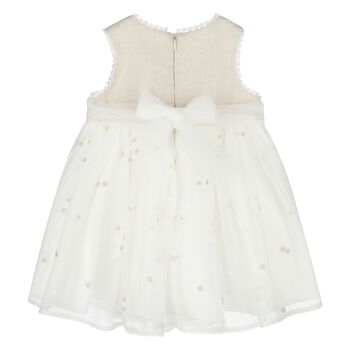 Younger Girls Gold & White Flower Dress