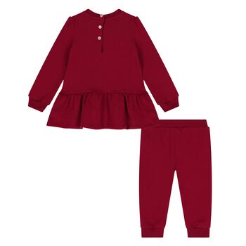 Baby Girls Red Polo Bear Tracksuit