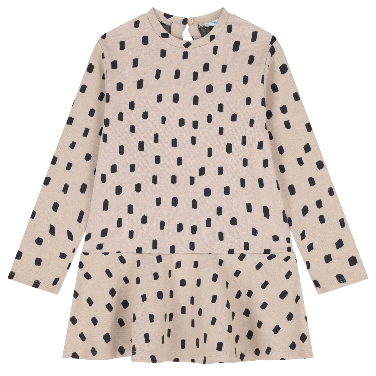Girls Beige & Black Spot Dress Set, 2, hi-res