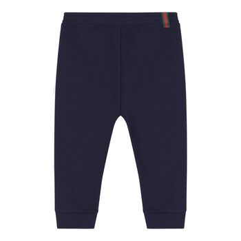 Baby Navy Blue Web Striped Joggers