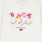 Girls Ivory Floral Logo Long Sleeve Top, 1, hi-res